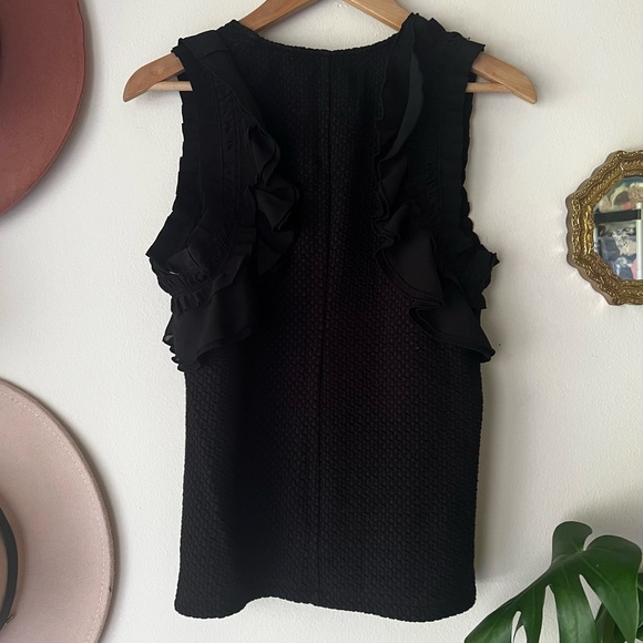 ANTHROPOLOGIE DELETTA ruffle sleeve tank top Black Women’s SIZE‎ MEDIUM chic - Picture 3 of 10